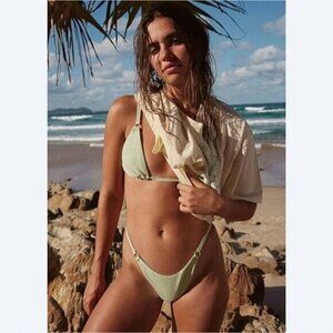 PACSUN Limited Edition Light Green "ALANNA" Ribbed Ring Bikini Bottom- NWT